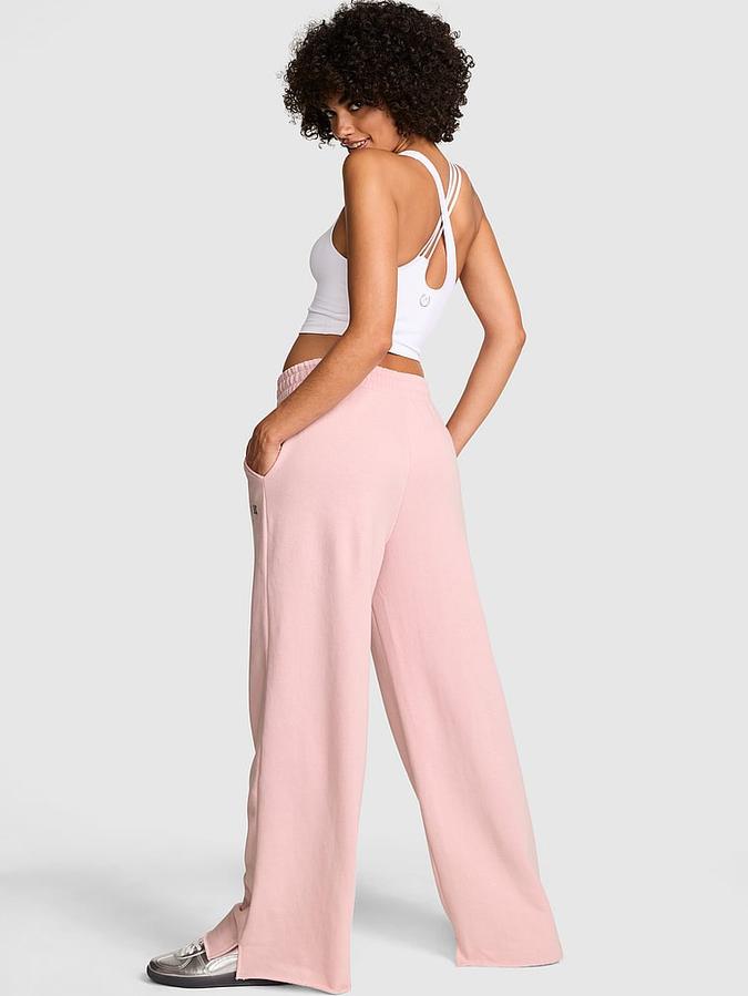 Ivy Fleece Wide-Leg Split-Hem Sweatpants