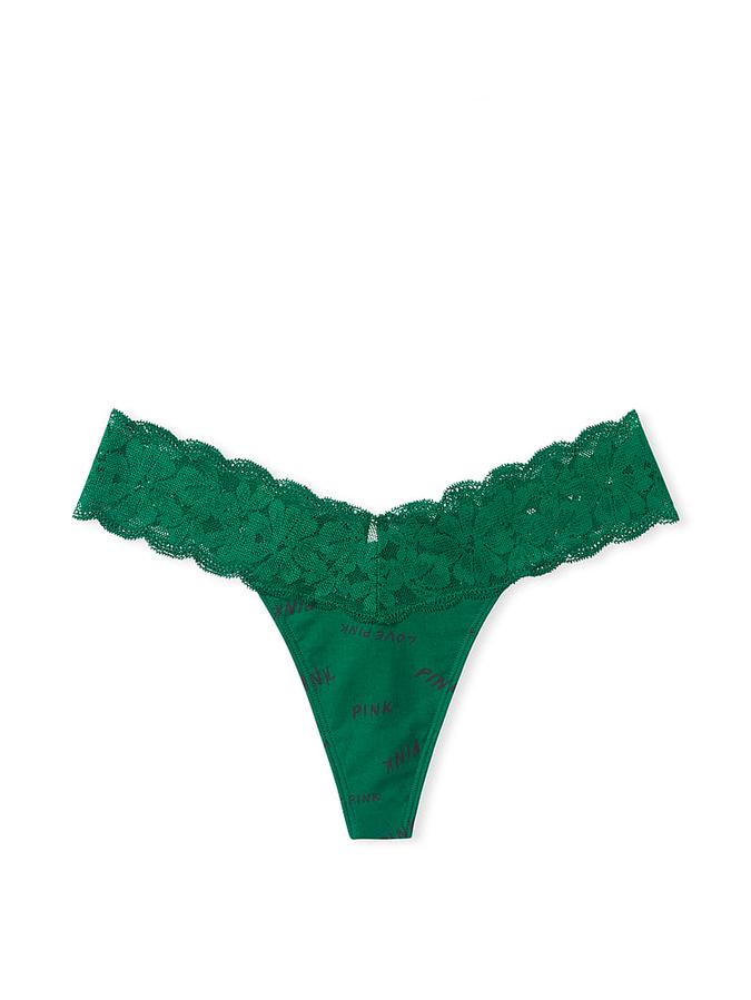Everyday Lace Trim Thong Panty image number 2