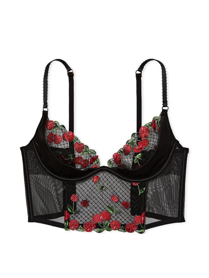 Cherry Embroidery Quarter-Cup Corset Top image number 2