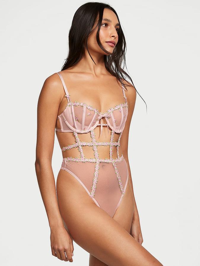 Wicked Unlined Rosebud Embroidery Teddy image number 0