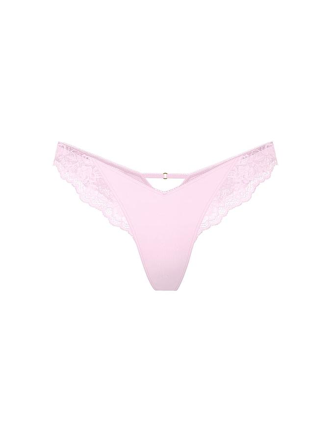 Rose Lace-Trim High-Leg Thong Panty image number 2