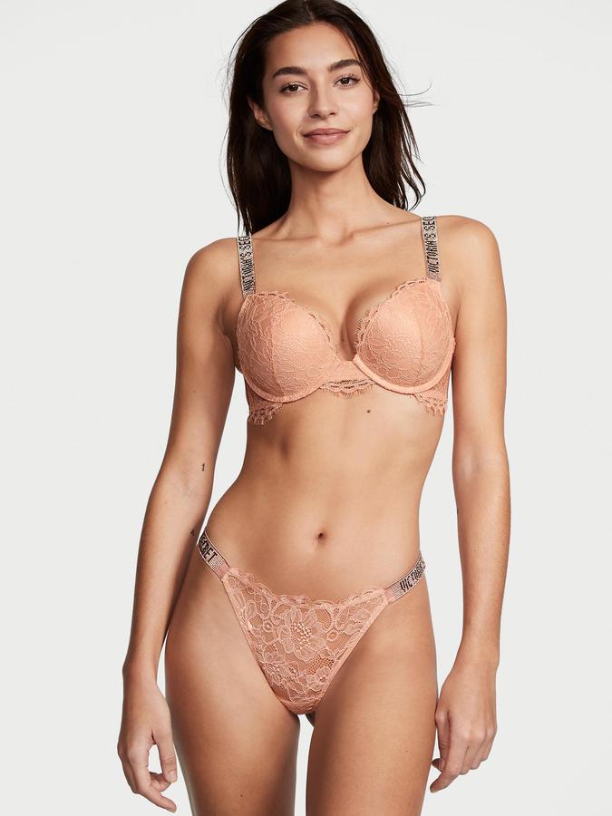 Buy Victoria's Secret Designer Collection Pink Sheer Lace Bra Garter Belt Thong  Set 36B L Online at desertcartINDIA