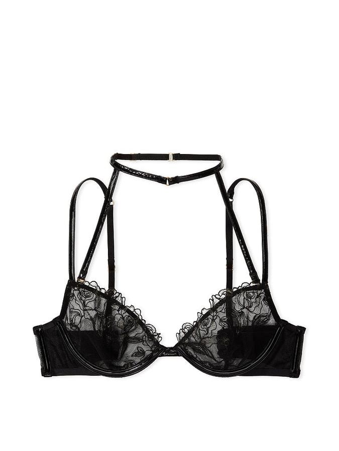 Unlined Rose Embroidery Low-Cut Demi Bra image number 2