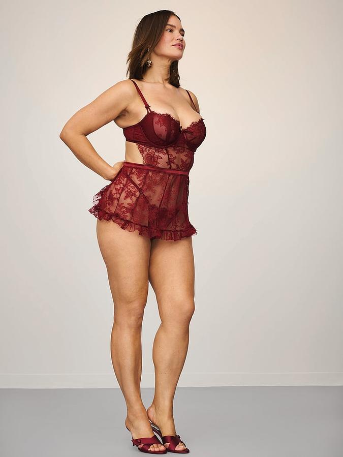 Wicked Unlined Rose Lace Apron Set image number 4