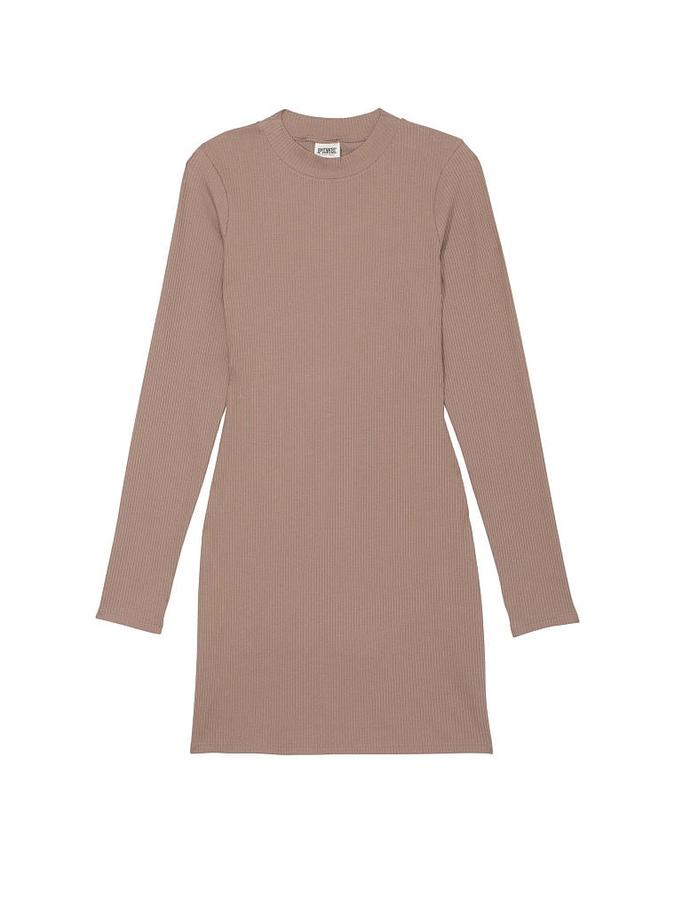 Stretch Cotton Long-Sleeve Mock-Neck Dress image number 2