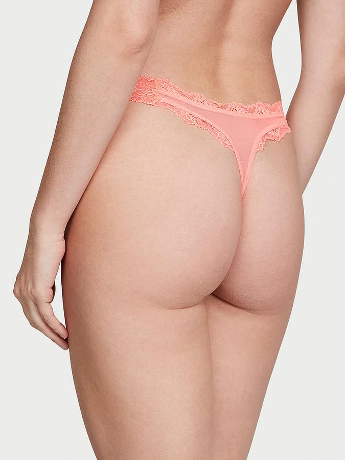 Lace & Mesh Thong Panty image number 1