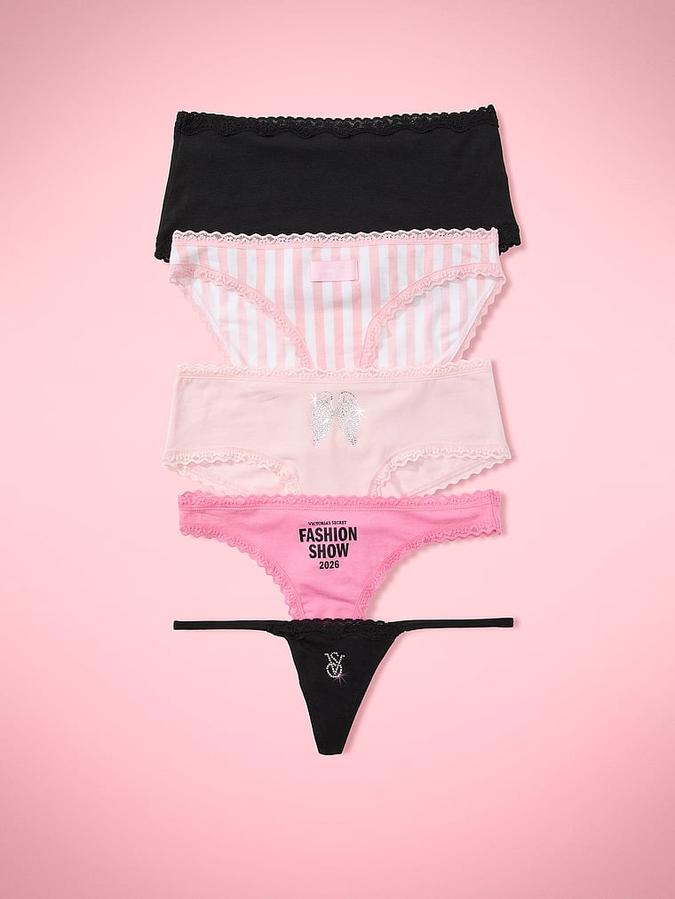 VSFS '26 5-Pack Cotton Lace-Trim Mixed Silhouette Panties