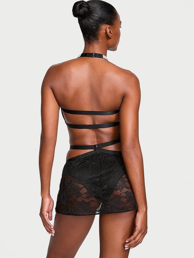 Shine Strap Halter Bralette & Mini Skirt Set image number 1