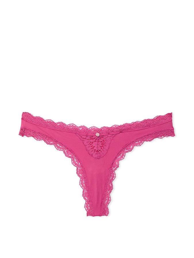 Lace-Trim Thong Panty image number 0