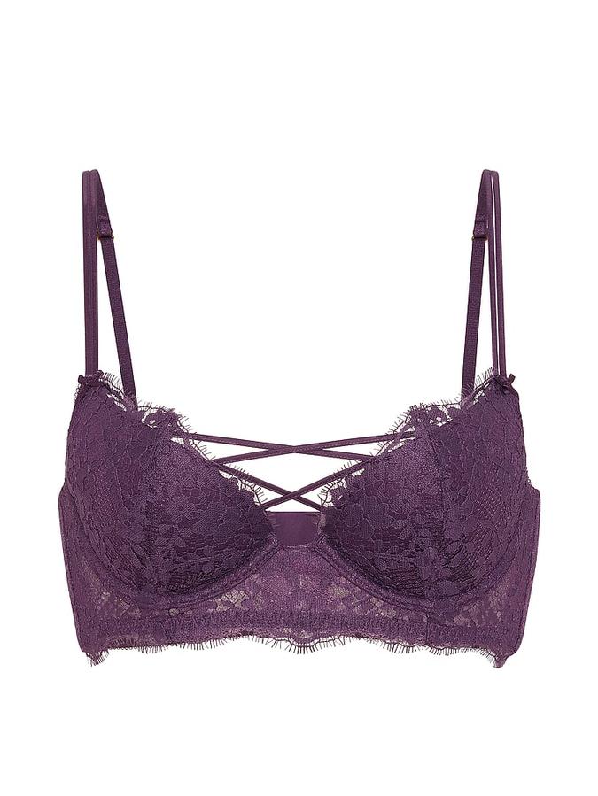 Lace Lace-Up Unlined Plunge Bra image number 2