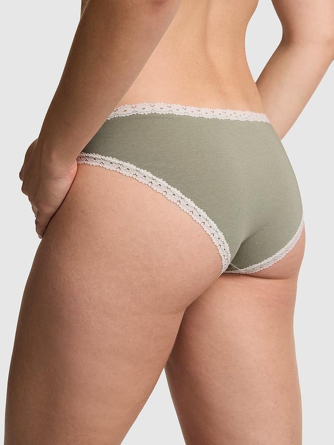 Cotton Lace-Trim Low-Rise Cheeky Panty
