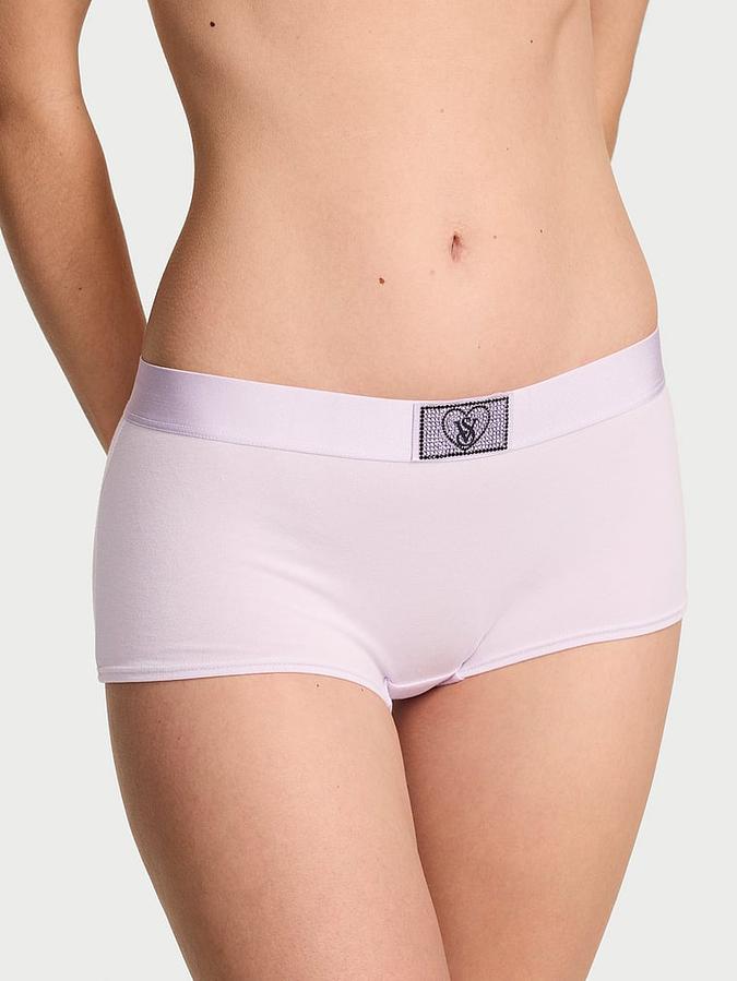 Logo Cotton Heart Shine Patch Boyshort Panty