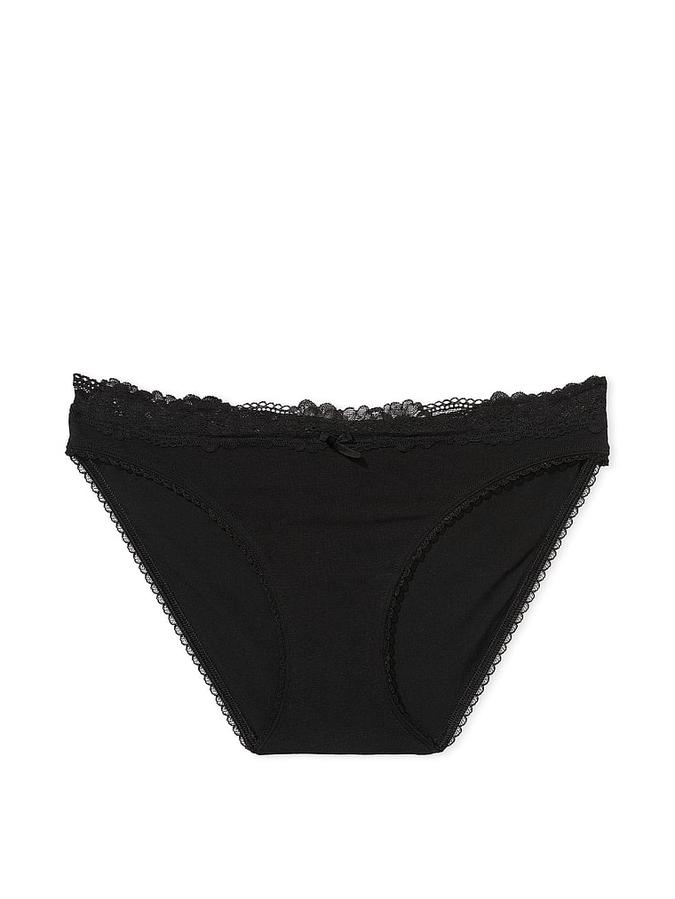 Stretch Cotton Lace-Waist Bikini Panty image number 2