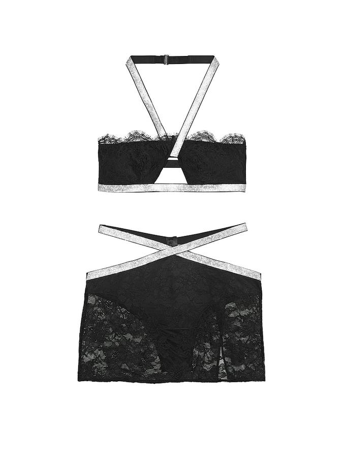 Shine Strap Halter Bralette & Mini Skirt Set image number 2