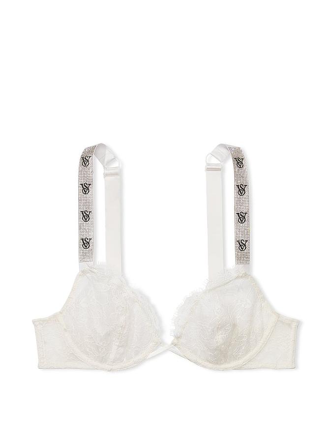 Shine Strap Unlined Low-Cut Lace Demi Bra image number 2