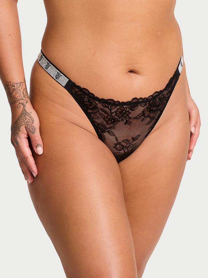 Shine Strap Lace Thong Panty