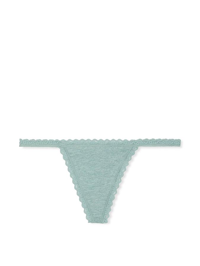 Lace-Waist Heather Rib V-String Panty