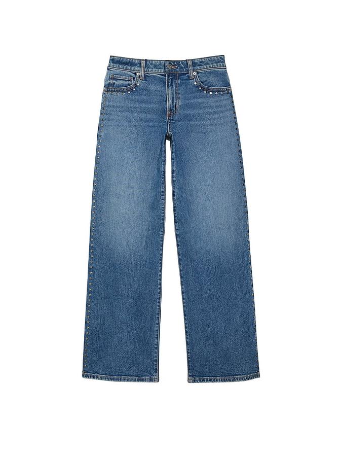 Denim by PINK Mid-Rise Baggy Wide-Leg Jeans image number 2