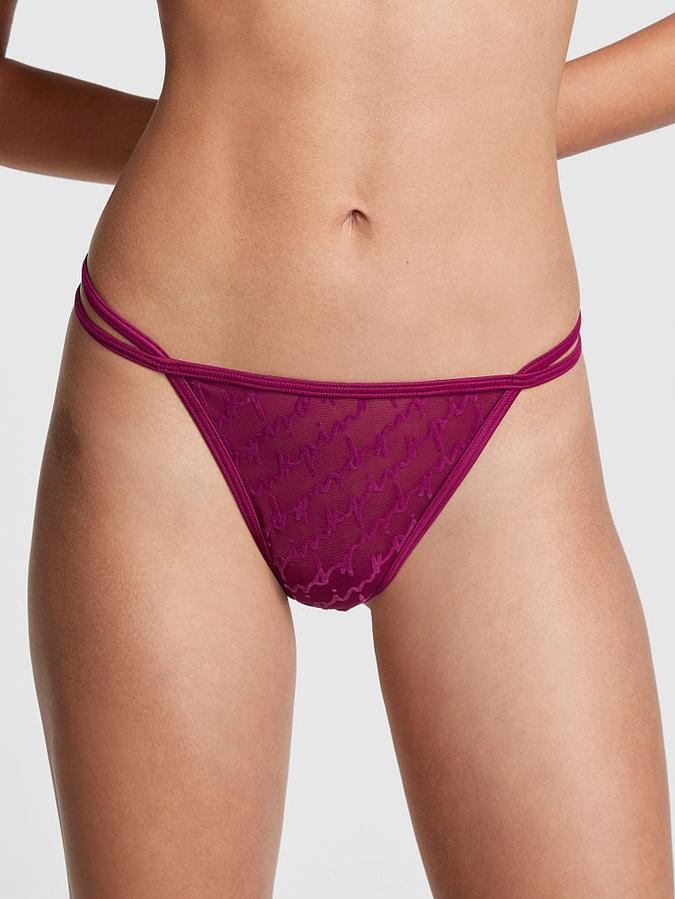 Flocked Mesh Thong Panty image number 0
