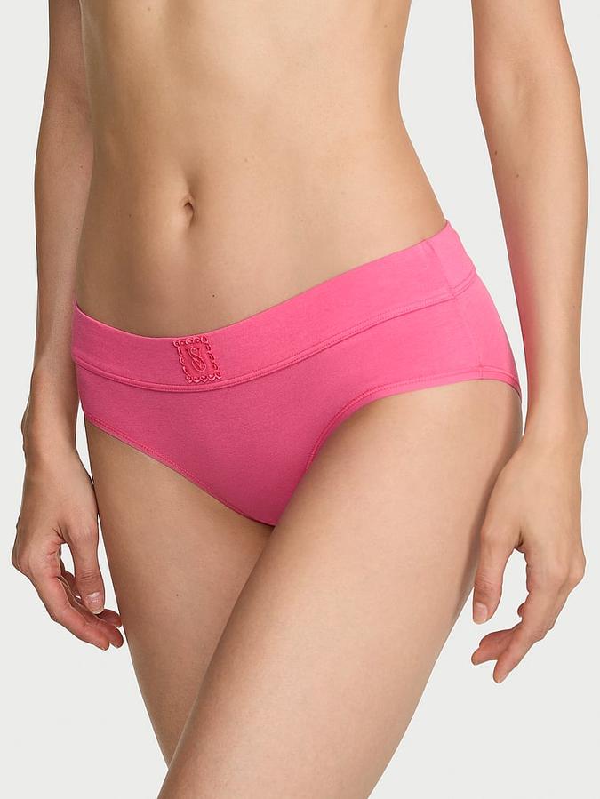 Logo Cotton Lace Patch Hiphugger Panty