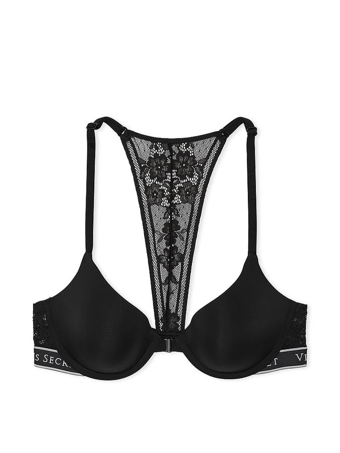 Lightly Lined Front-Close Lace-Trim Demi Bra image number 2