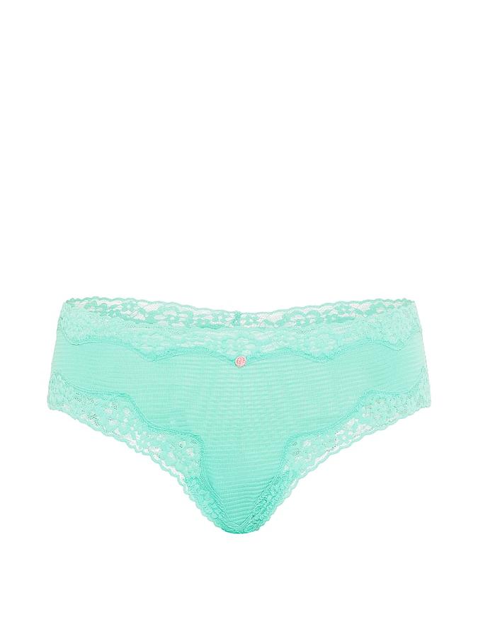 Cotton Shadow Stripe Lace-Waist Cheeky Panty image number 2