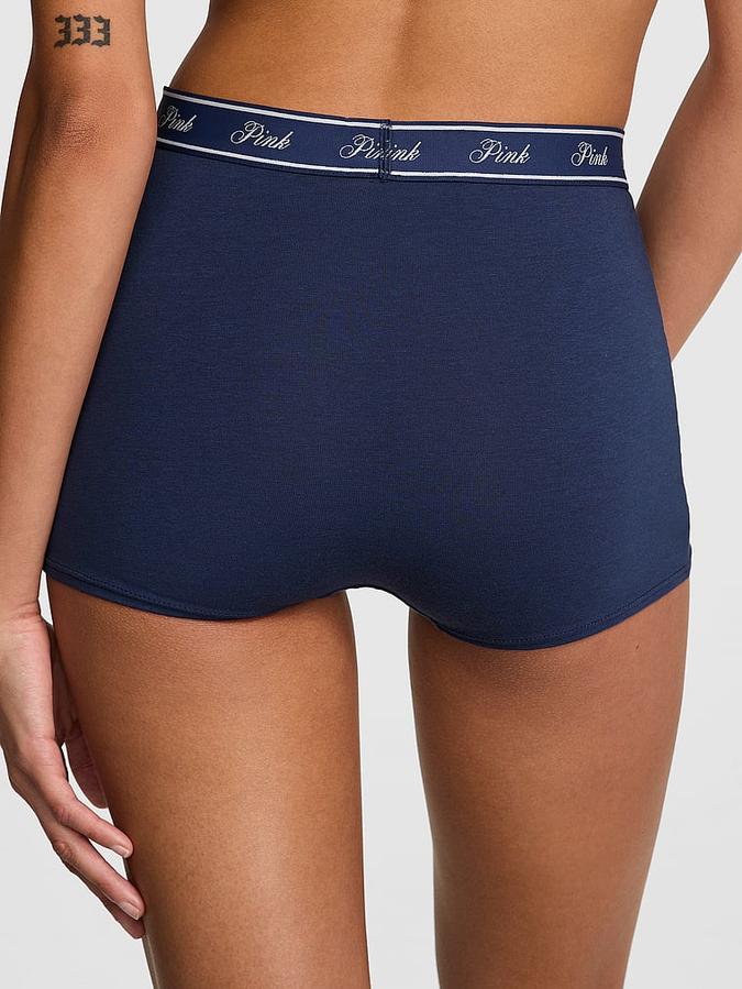 Logo Cotton High-Waist Boyshort Panty