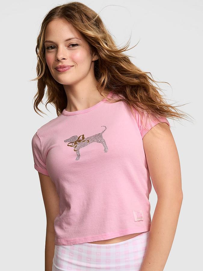 PINK x LoveShackFancy Retro Cotton Tee