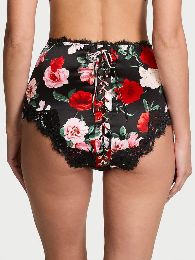 Atelier Victoria's Secret Satin Lace-Trim High-Waist Brief Panty image number 1