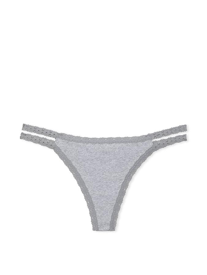 WINK Lace-Trim Strappy Thong Panty image number 0