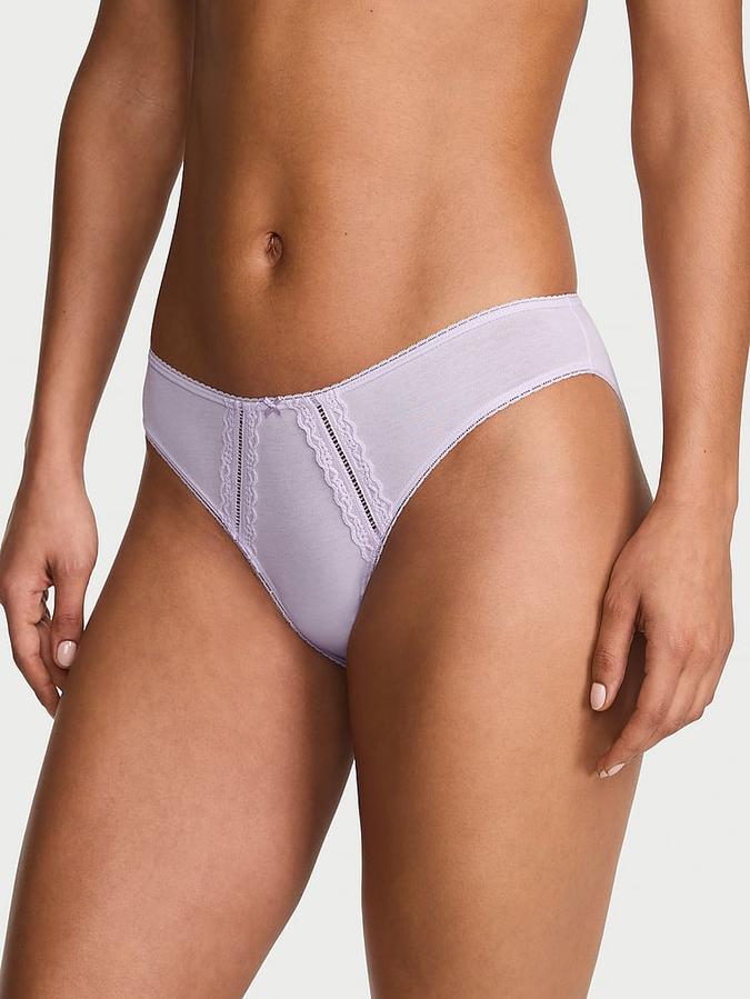 Cotton Lace-Trim Bikini Panty