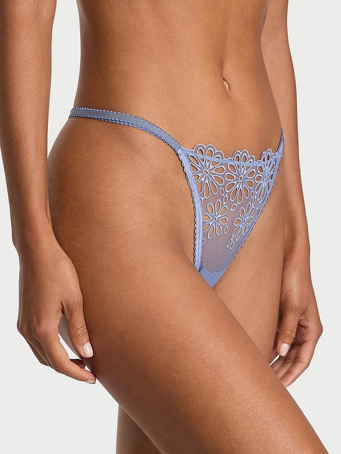 Eyelet Mesh Strappy String Thong Panty image number 0