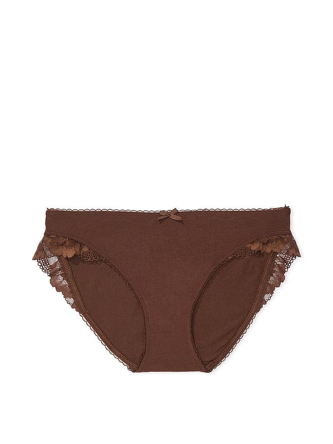 Stretch Cotton Lace-Trim Bikini Panty image number 2