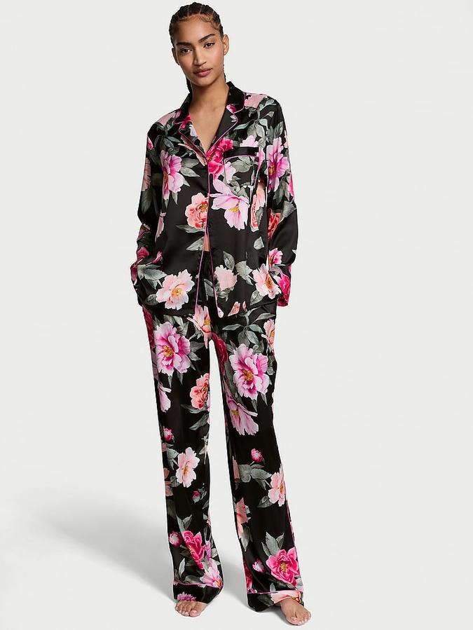 Glazed Satin Long Pajama Set image number 0