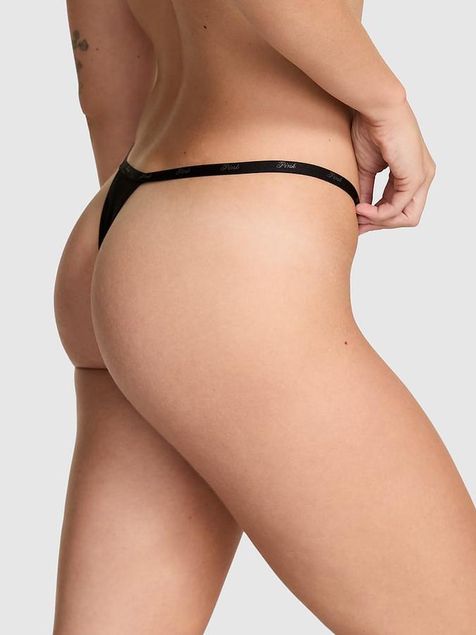 Logo Cotton Scoop Thong Panty