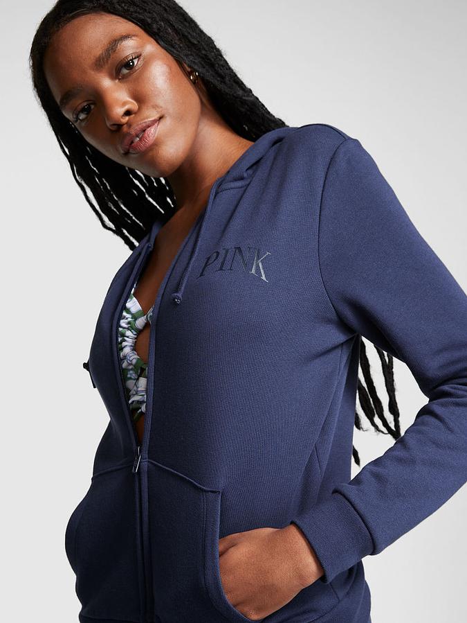 Victoria's Secret PINK Everyday Fleece - Felpa Con Cappuccio E Cerniera Per Donna, Vestibilità Ampia, Due Tasche, Colori Unici - 5