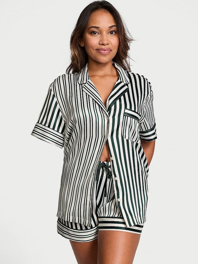Glazed Satin Short Pajama Set image number 0