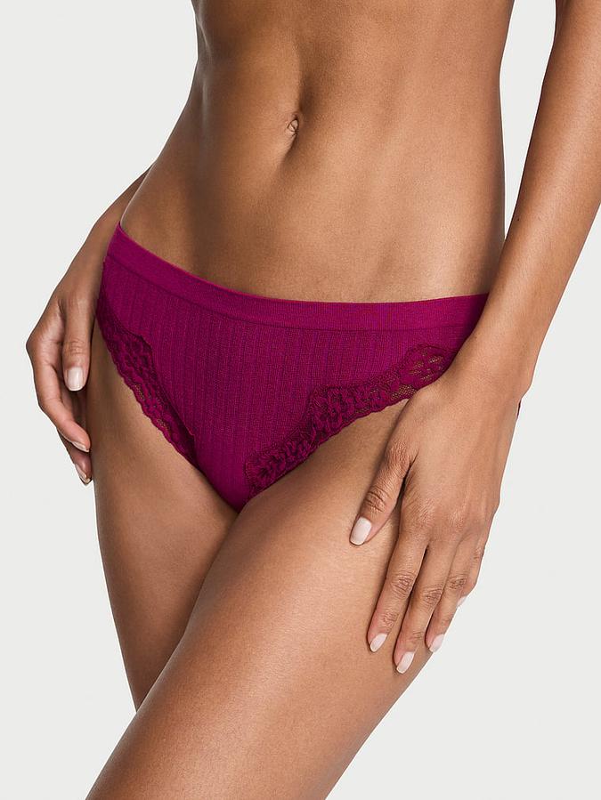 Seamless Rib Lace-Trim Bikini Panty