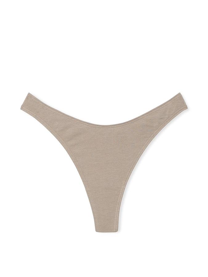Body by Victoria Stretch Cotton High-Leg Scoop Thong Panty image number 2