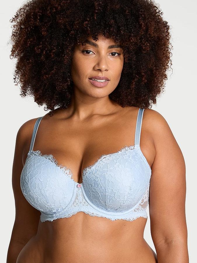 Blue Lace Lightly Lined Classic Coverage Demi Bra Lace Lightly Lined Classic Coverage Demi Bra