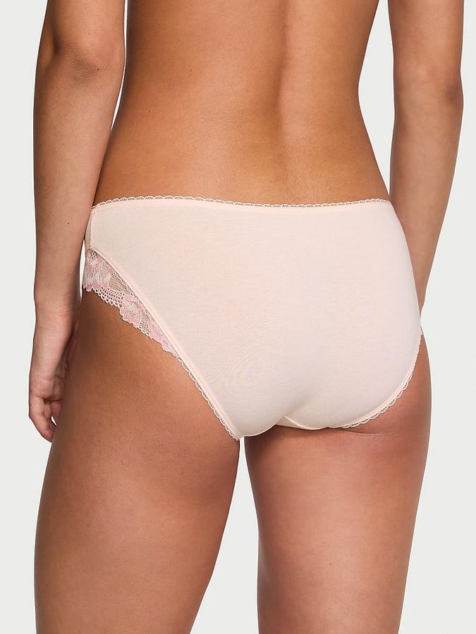 Stretch Cotton Lace-Trim Bikini Panty image number 1