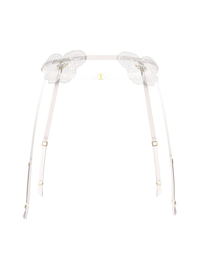 Peony Embroidery Bridal Garter Belt image number 2