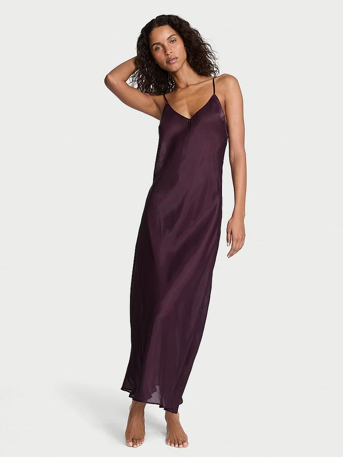 Luxe Sheer Satin Long Slip Dress image number 0