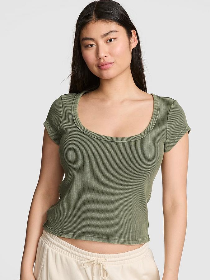 Vintage Ribbed Scoop Tee image number 0