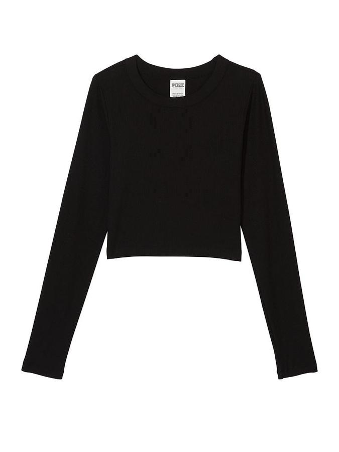 Rib Long-Sleeve Crop Top image number 2