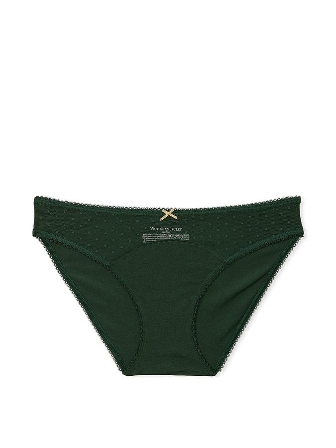 Stretch Cotton Dot Mesh Bikini Panty image number 2