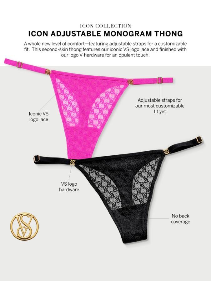 Icon by Victoria's Secret Lace Adjustable String Thong Panty image number 1