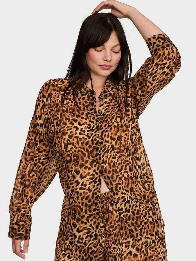 Chiffon Button-Front Shirt