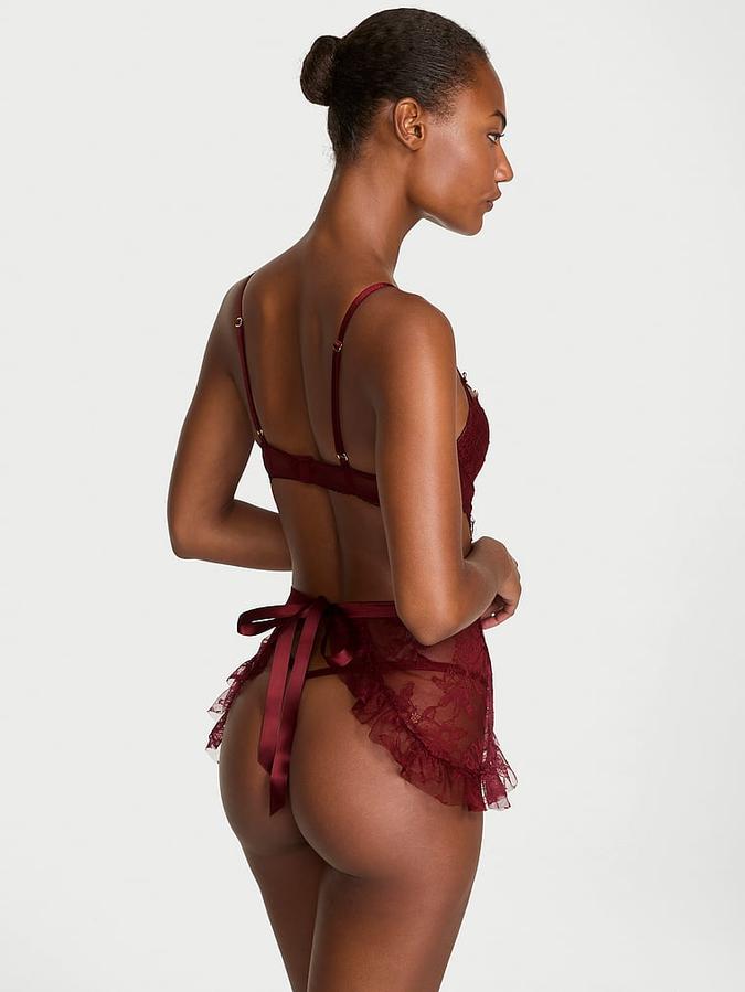 Wicked Unlined Rose Lace Apron Set image number 1