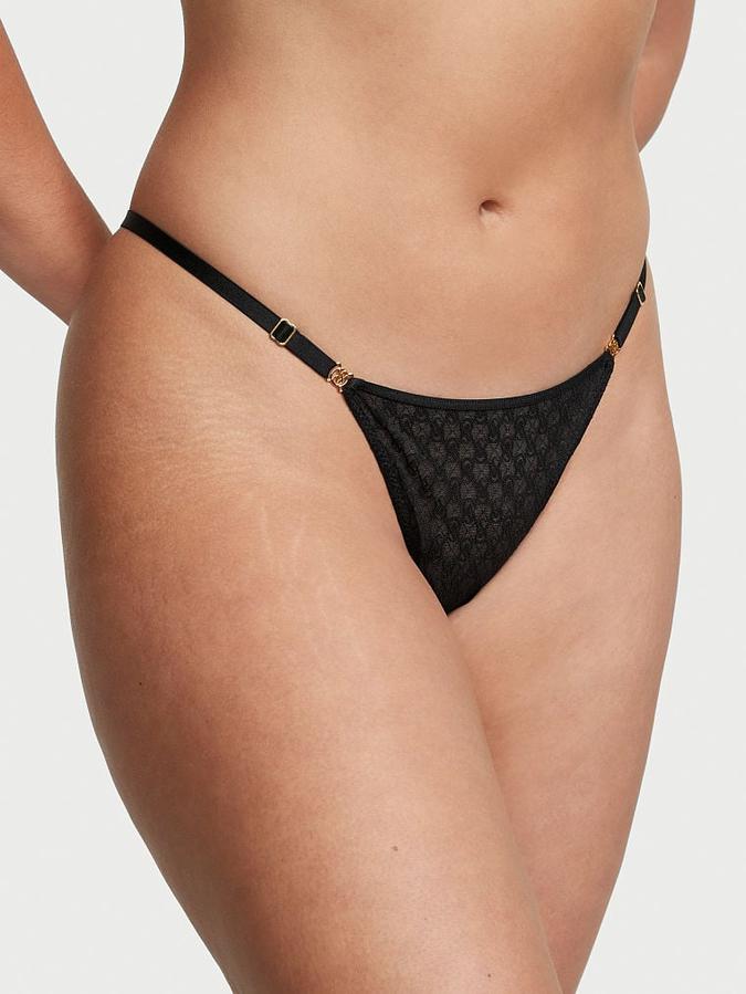 Icon by Victoria's Secret Lace Adjustable String Thong Panty image number 0